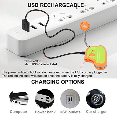 Image of Amber Clip-On Light for Bedtime Reading, 2 Modes, Blue Light Blocking, Bookmark Light - Orange