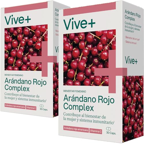 Vive+ Arándano Rojo Complex – 2 paquetes de 30 cápsulas con Extracto de arándano americano + brezo + Vitamina C – Apoya salud urinaria, acción antibacteriana y antioxidante