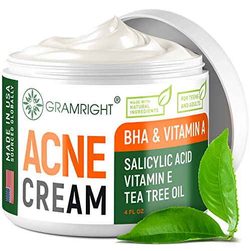 Acne Treatment Face Cream 4 fl.oz - Acne Spot Treatment for Face &amp; Acne Dots - Tea Tree Oil for Acne - Natural Cystic Acne Treatment - For All Skin Types - Premium Acne Scar Cream &amp; Pimple Remover