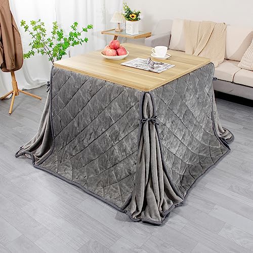 JEMAジェマ ハイタイプ テーブル 省スペース こたつ布団 こたつ掛け布団 掛け布団単品 吸湿発熱 ふわふわ感触フランネル生地 約240x240cm 正方形 洗える グレー
