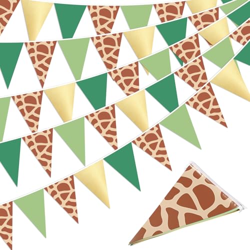 Image of Tiamon 5 Pcs Safari Birthday Pennant Banner Party Decorations 49.2 Ft