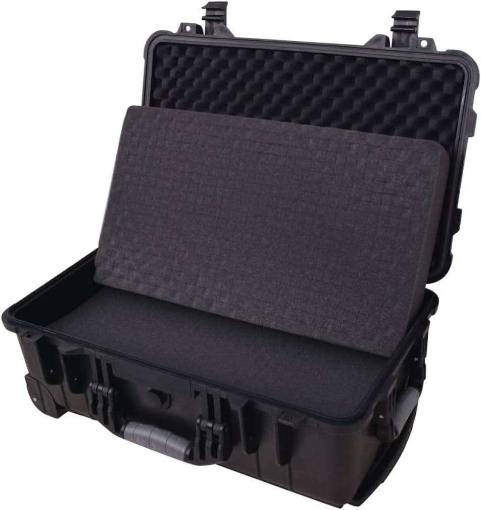 vidaXL Wheel-equipped Tool with Pick & Pluck Equipment Case Storage Cabinet Storage Boxes Travel Boxes Tool Case Watertight Durable Black