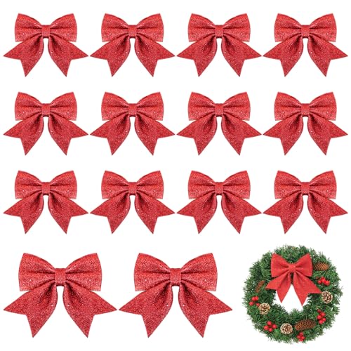 KASURE 14 Stück 12x15cm Weihnachtsschleifen Rot Schleifen Weihnachten...