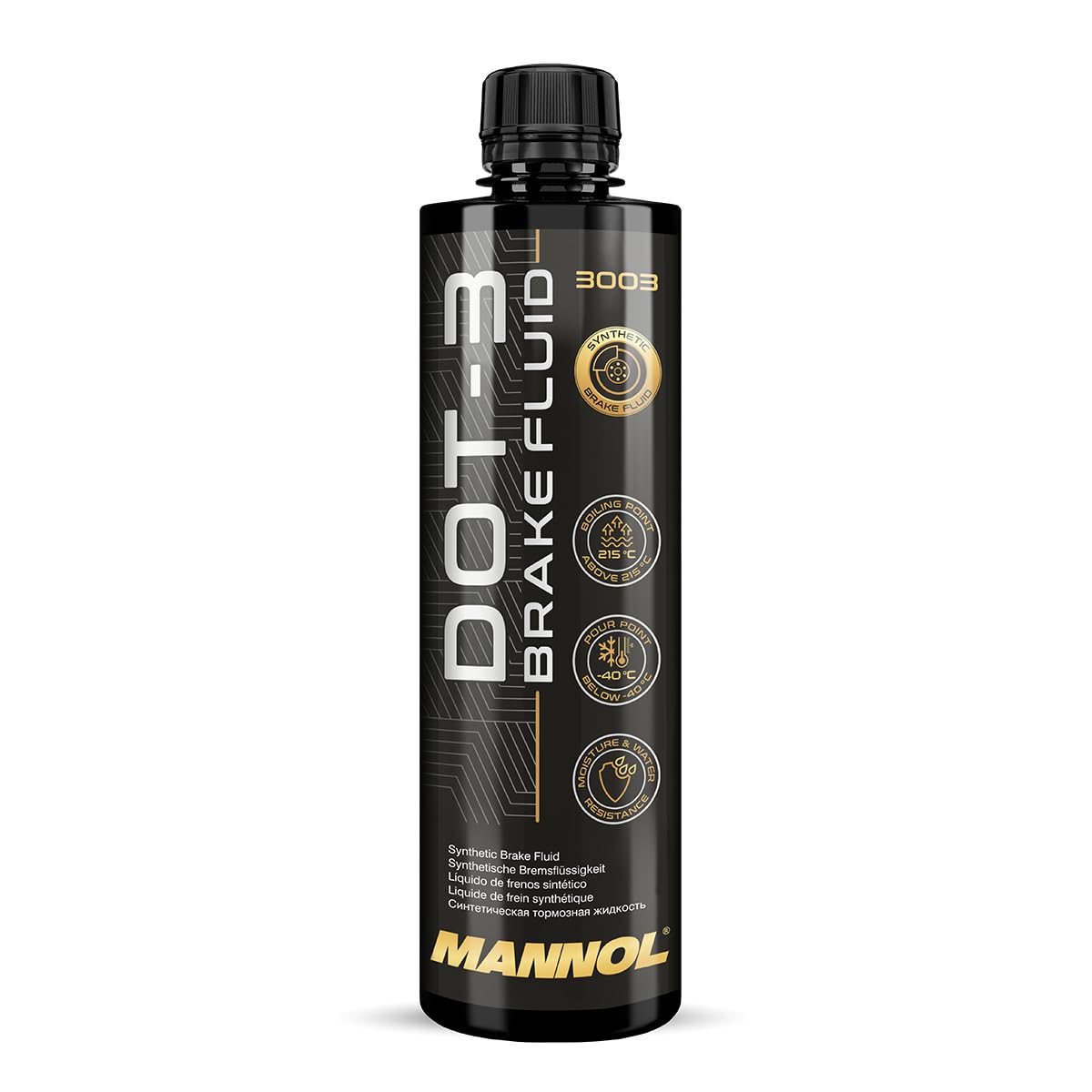 Mannol Dot 3 3003 Synthetic Brake Fluid for All Types of Hydraulic Clutches, Anti-Lock, Drum and Disc Braking Systems- 490g