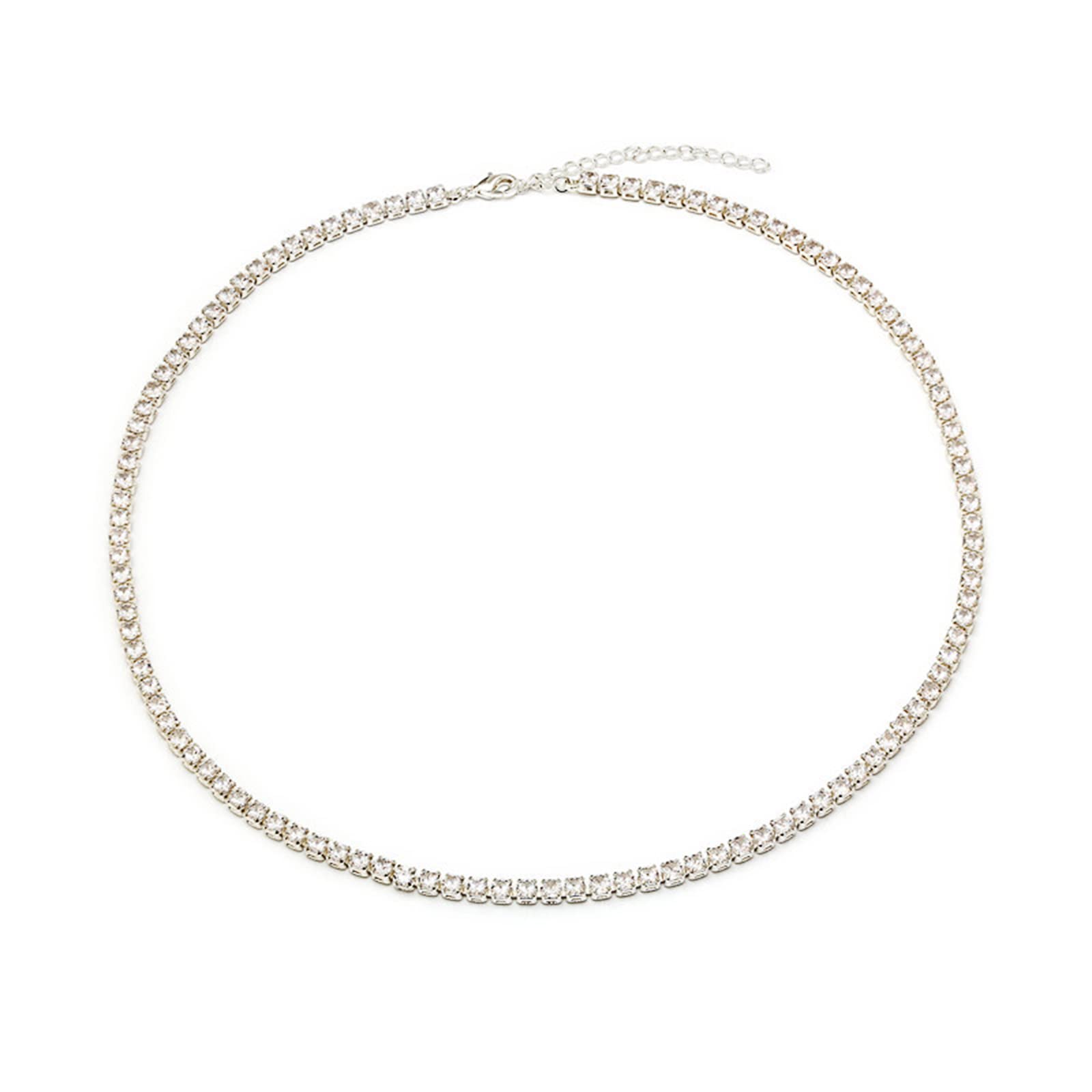 NEWTRENDS Plated Steel Titanium Diamond Necklace Made of Infinite Element Zirconia