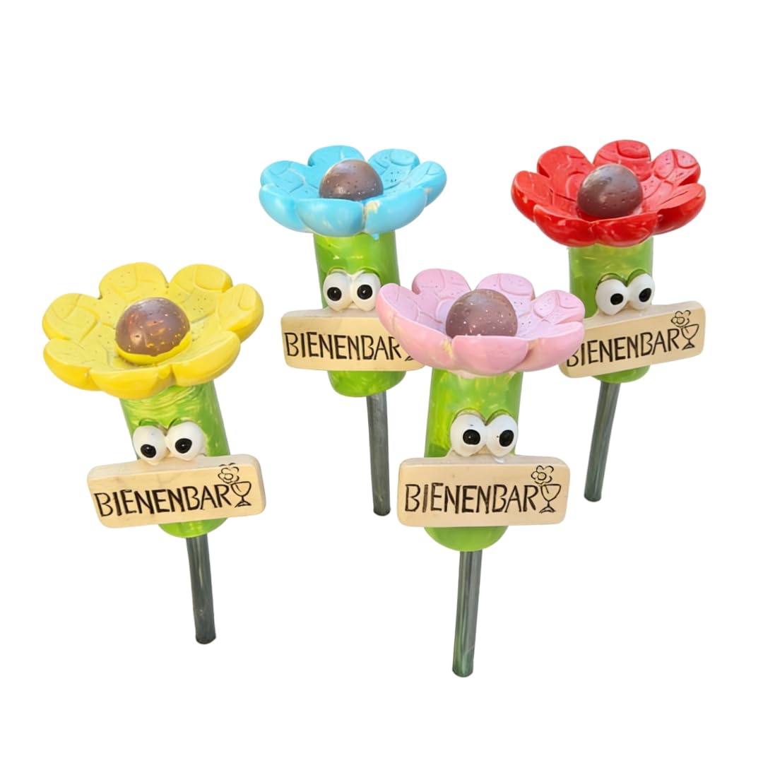 Super Idee 4 Blumen Insektentränke Bienenbar Wassertränke mit Stecker aus Harz für Insekten Bienen Bienentränke Wasserstelle Hummeln Landeplatz Garten Terrasse Balkon Dekoration