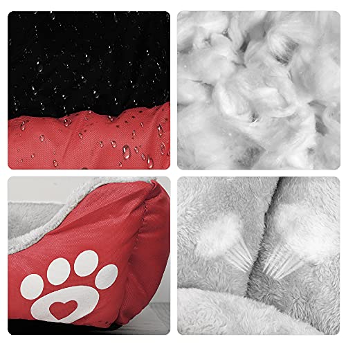 wuuhoo® Hundebett Lucky 60cm für kleine und mittelgroße Hunde - weiches Haustierbett, waschbares Hundekörbchen für Hund oder Katze, Flauschiger Hundekorb - rot