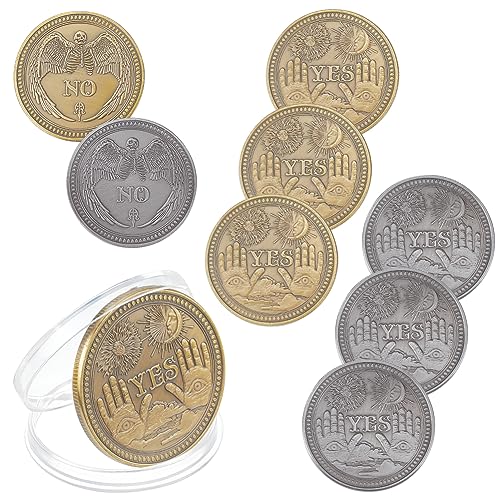 WEBEEDY 8PCS Yes No Challenge Coin Decision Maker Coin Lucky Medallion Souvenir Divination Flip Coin, 2 Color