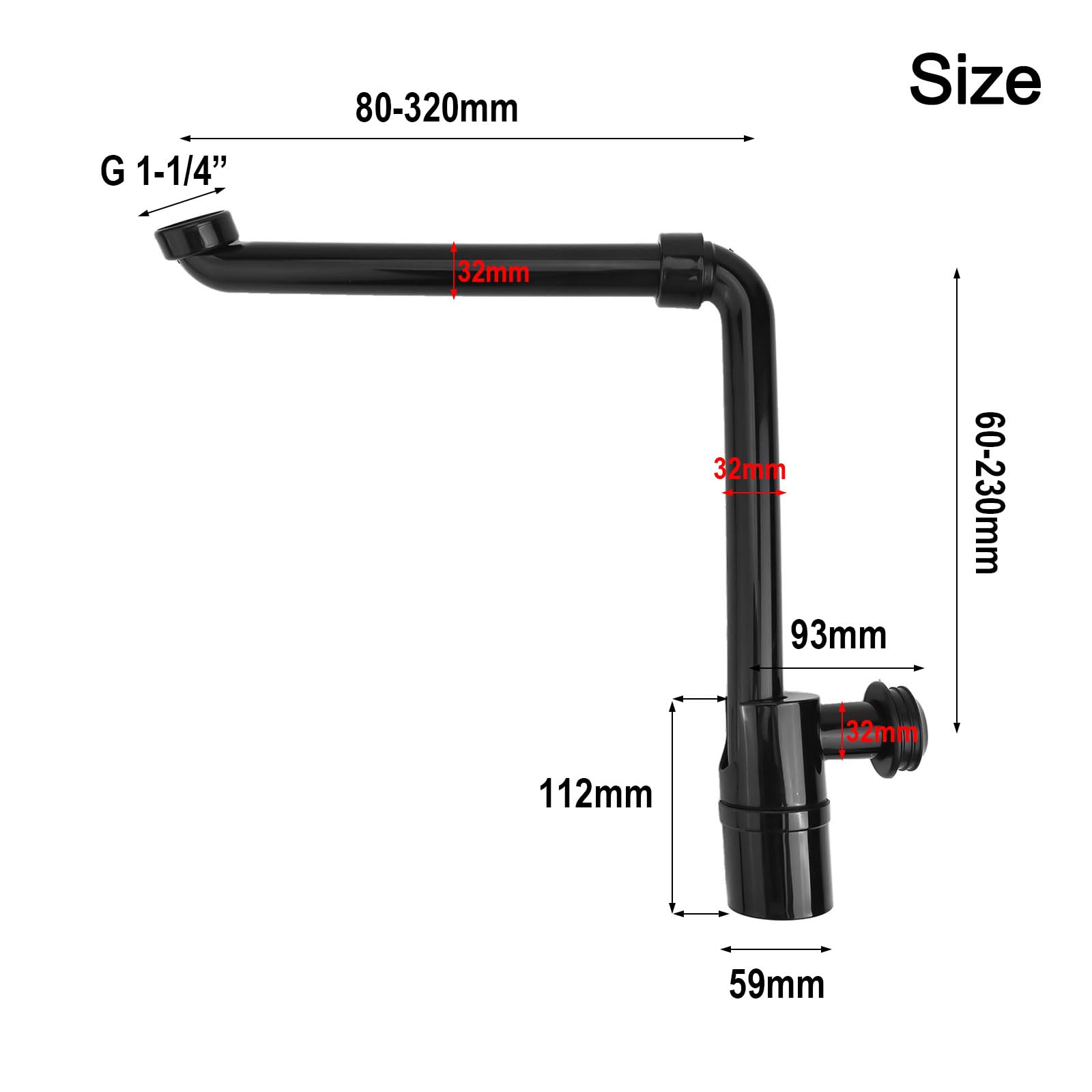 Sifone di scarico salvaspazio da 3,17 cm, regolabile e inodore, con soluzione versatile per un drenaggio efficiente e una facile installazione