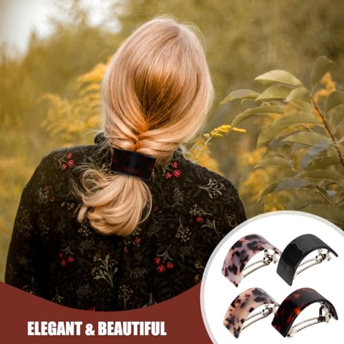KALLORY 4 Piezas Pinzas para el Cabello con Diseño de Concha de Tortuga Semi Círculo miniatura 3