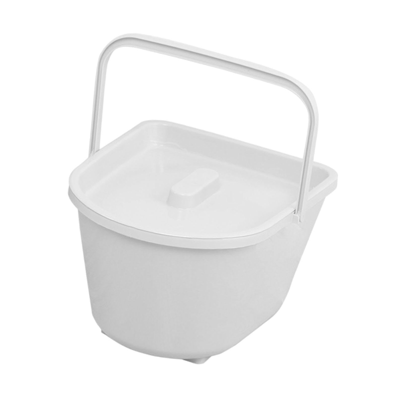 Commode Chair Bucket con Vaso Da Notte Leggero Secchio per Sedia Da Toilette Portatile con Manico Urinale Pratico in Resina PP Recipiente per Squat Co, Bianco