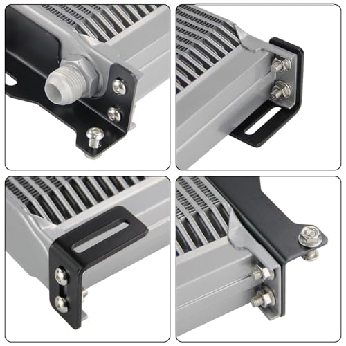 PKSABB AN10 19 Row Engine Oil cooler with 248mm Mounting Bracket Kit Silver Mocal Type