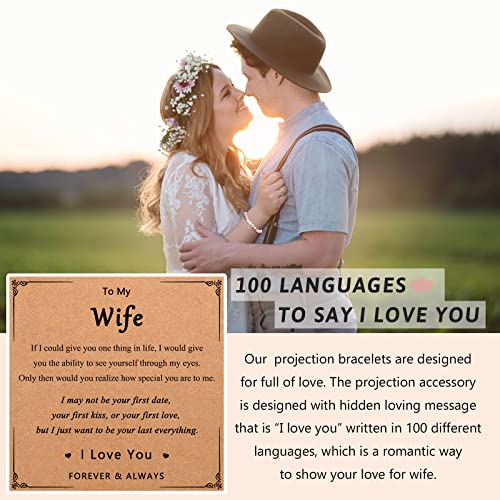 UPROMI I Love You 100 Language Bracelet for Girlfriend/Wife/Daughter/Granddaughter/Niece/Sister, Birthday Valentines Day Graduation Gifts for Her Women Teen Girls2