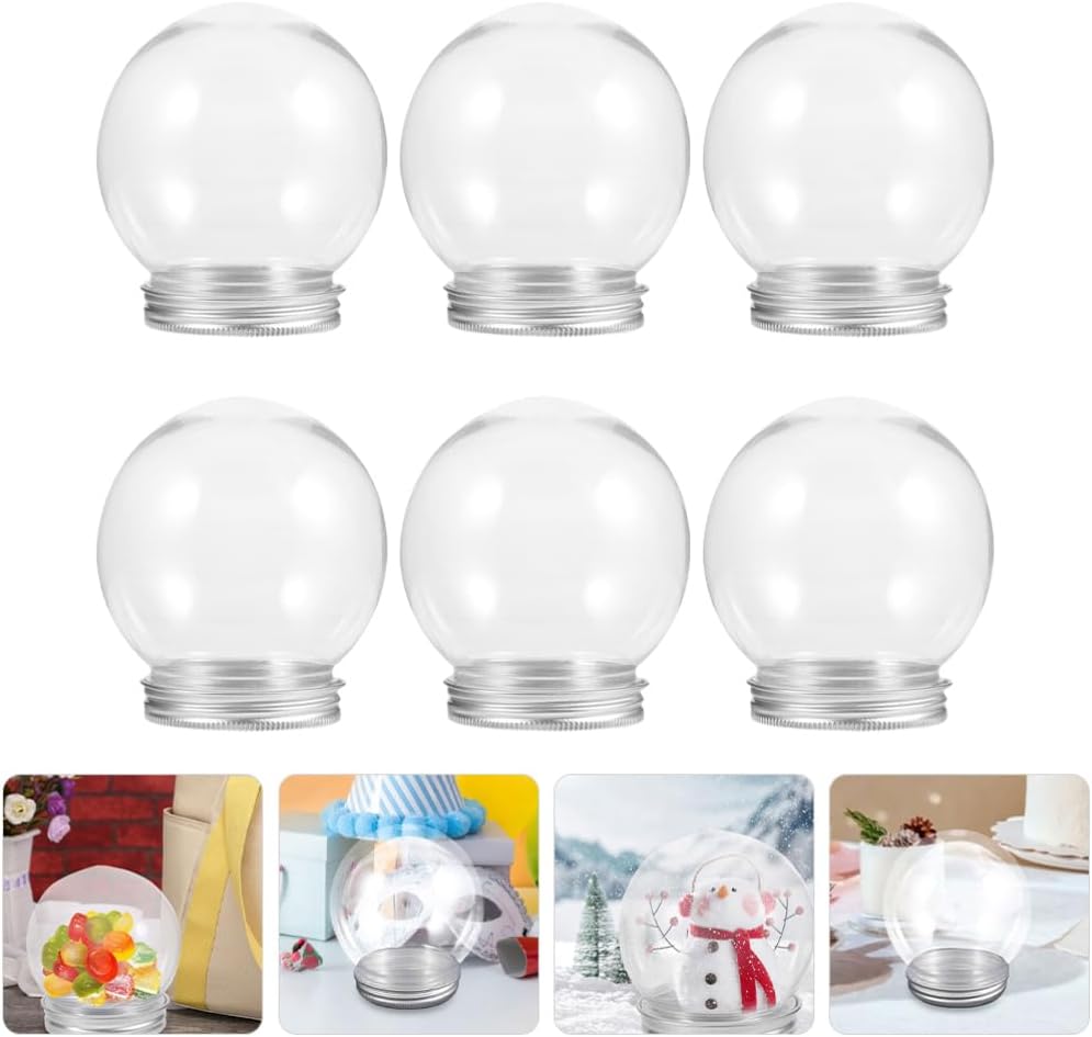 Homoyoyo 12 pcs Christmas DIY Snow Globe Plastic Clear Water Globe with Screw Off Cap Home Decoration Transparent 7.00X6.00X6.00CM