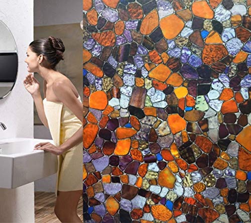 Image of ELTON Vinyl Self Adhesive Decorative Heat Control Anti UV 3D Privacy Film for Bathroom Door Window (Multicolour, 2 x 50 feet)