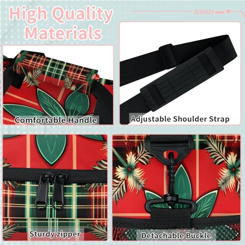 Grid Leaves Travel Duffle Bag - Waterproof weekend luggage bag, men's sports and fitness bag, delivery hospital storage bag, overnight luggage bag with pull rod cover2