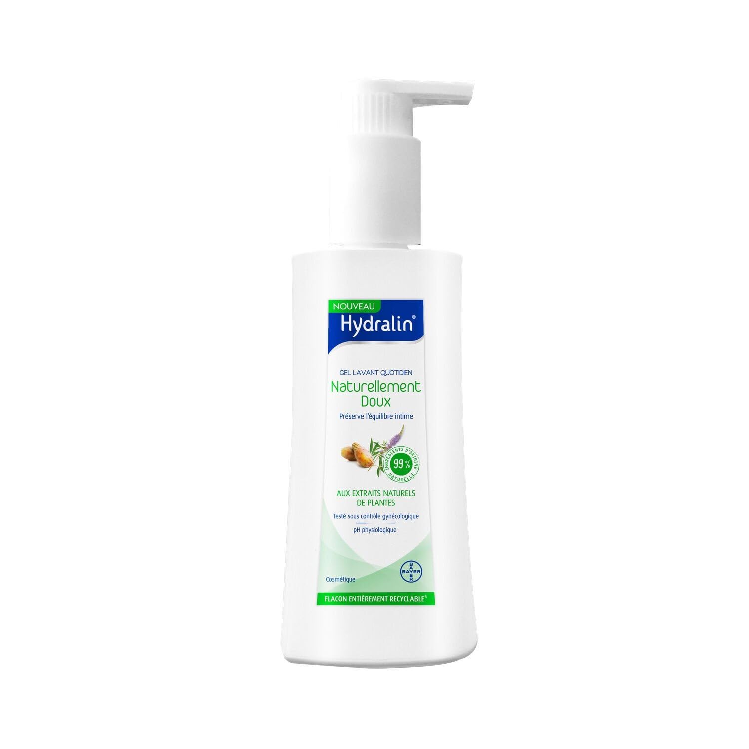 HYDRALIN – Gel Intime Quotidien Douceur Naturelle, Nettoyage Apaisant aux Plantes (Pompe 200mL) - Le Lot De 3