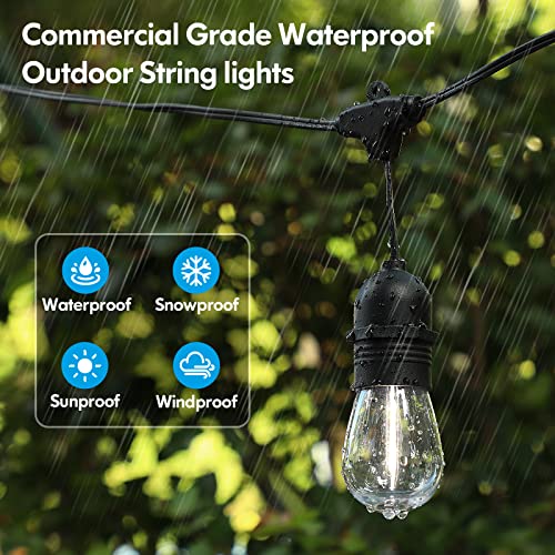 Lakumu 2-Pack 96Ft Outdoor String Lights With Waterproof Shatterproof Dimmable 5000K Daylight White E12 Filament S14 Led Bulbs For Backyard Hanging Lights Linkable Patio Lights For Deck Bistro Pergola #TOP1