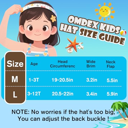 OMDEX Toddler Kids Sun Hat with Neck Flap Boys Girls Summer Beach Hat UPF 50+ Reflective Kids Fishing Safari Hat Wide Brim4