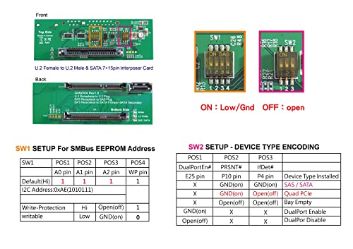 Adaptador Micro SATA U.2 Hembra a Macho alta velocidad miniatura 4