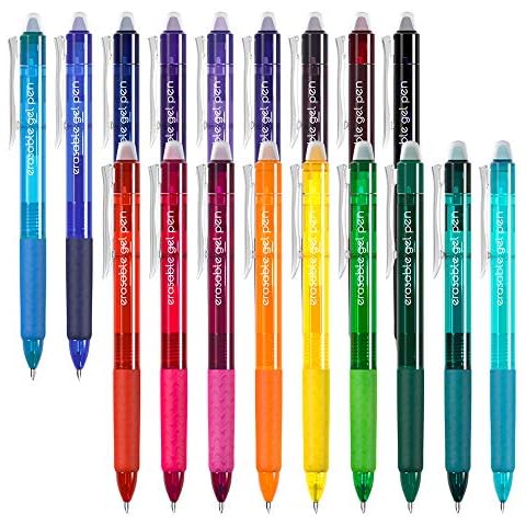 Vanstek 18 Colors Retractable Erasable Gel Pens Clicker, Fine Point(0.7), Make Mistakes Disappear, Premium Comfort Grip for Drawing Writing Planner and Crossword Puzzles Cover