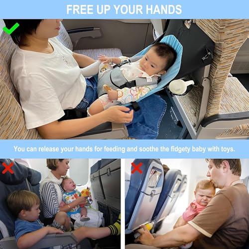 Baby Airplane Bed, Baby Travel Essentials for Flying, Toddler Airplane Seat Extender Must Haves, Plane Portable High Chair Harness Seat for Infant (Blue) - Image 3