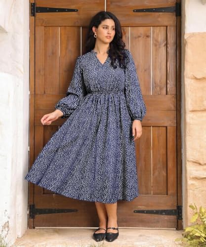 Image of TIYOMI Womens Plus Size Dresses Fall Long Sleeve Maxi Dresses V Neck Floral Spring Party Dress with Pockets XL-5XL (14W-28W)