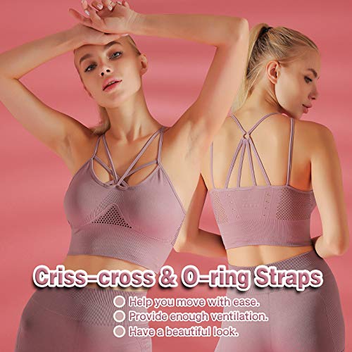 pedkit Sutiã esportivo feminino oco criss-cross strappy removível acolchoado treino atlético ioga co