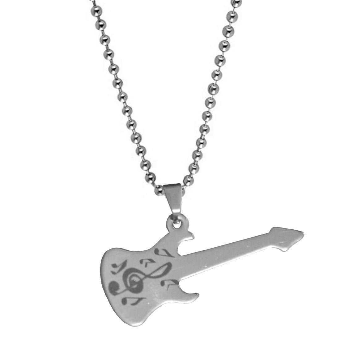 Stylish Rock Star Guitar Silver Stainless Steel Necklace Chain for Men and Women-image-10