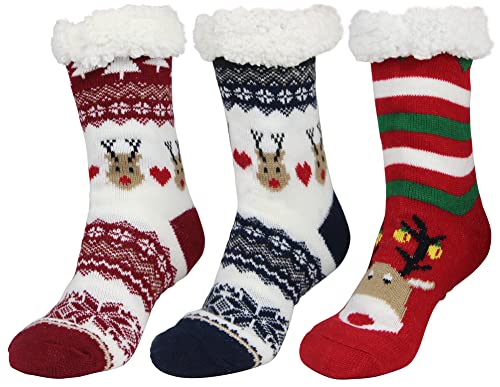 Image of Slipper Socks for Women with Gripper - Winter Non Slip Thick Fuzzy Socks - Warm Cozy Christmas Gift