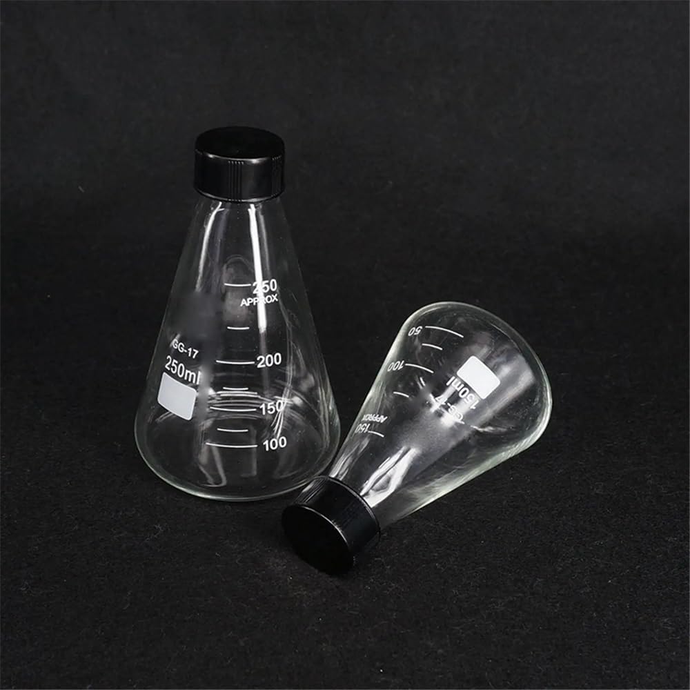 Vetreria da laboratorio 50ml 100ml 150ml 250ml 500ml 1000ml 2000ml Vetro borosilicato Bocca conica Erlenmeyer Tappo a vite Vetreria da laboratorio(1000ml)