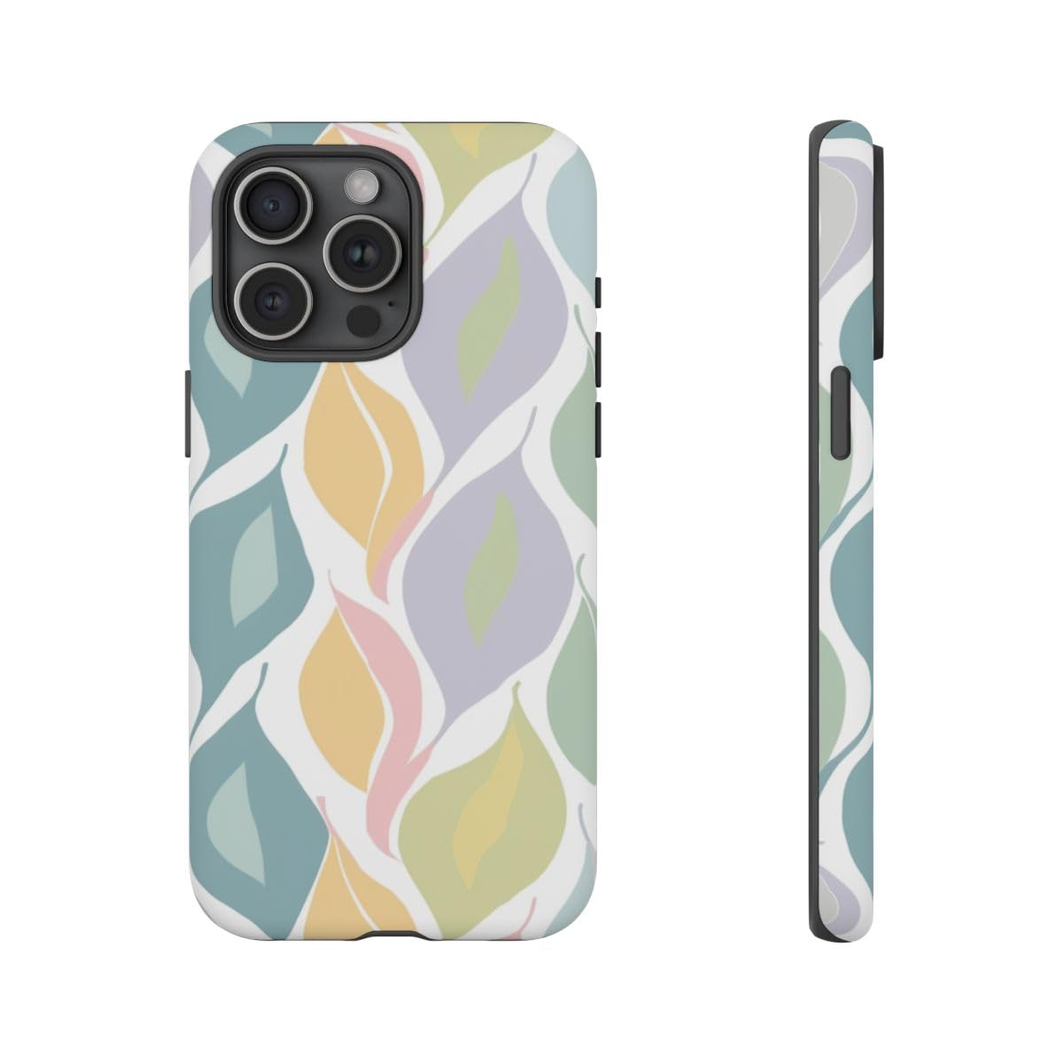 Coque iPhone 15 Pro Max motif feuille bleu mat anti-rayures