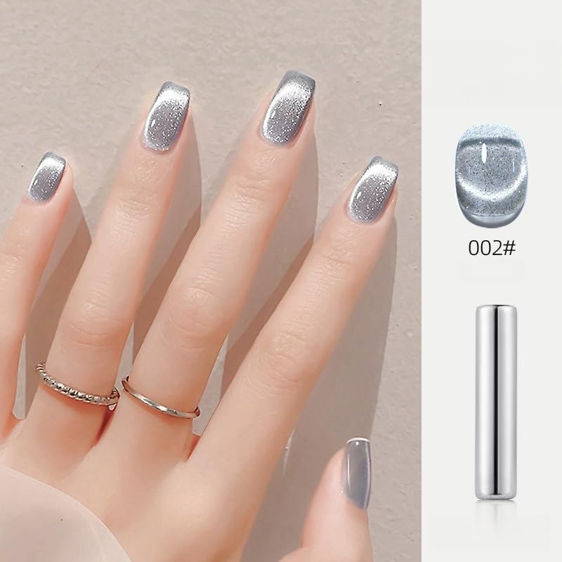 Cat Eye Gel Nail Polish Set with Magnetic Powder, 4 x 15ml Bottles, UV/LED Cured, Long-Lasting 4 Weeks, Stunning Magnetic Effects, DIY Manicure Kit, 01