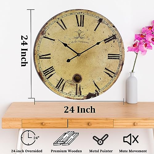 24 " Rustic Silent Wooden Wall Clock product image