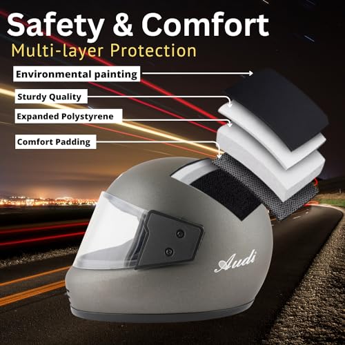 Image of Sage Square Audi Full Face Clear Visor Helmet | ISI Certified | High Standard Safety | Extra Comfort & Stylish