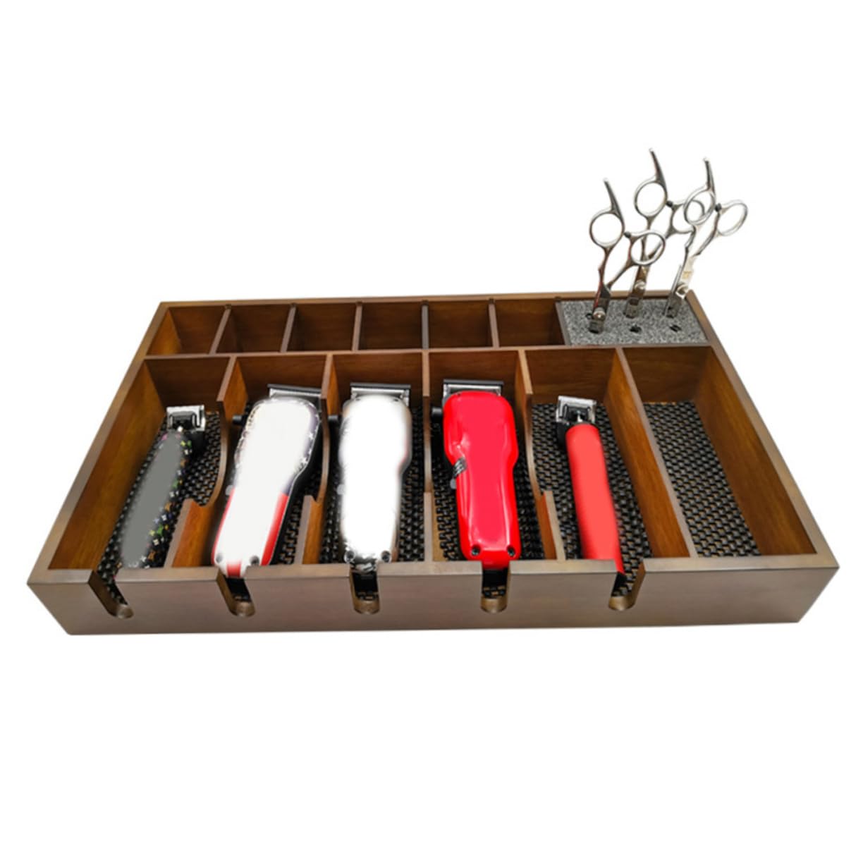 Ipetboom 1Pc Solid Wood Hair Tool Organizer Durable Storage Box for Hair Salon Elegant Design Slip Clipper Tray for Efficient Tool Management