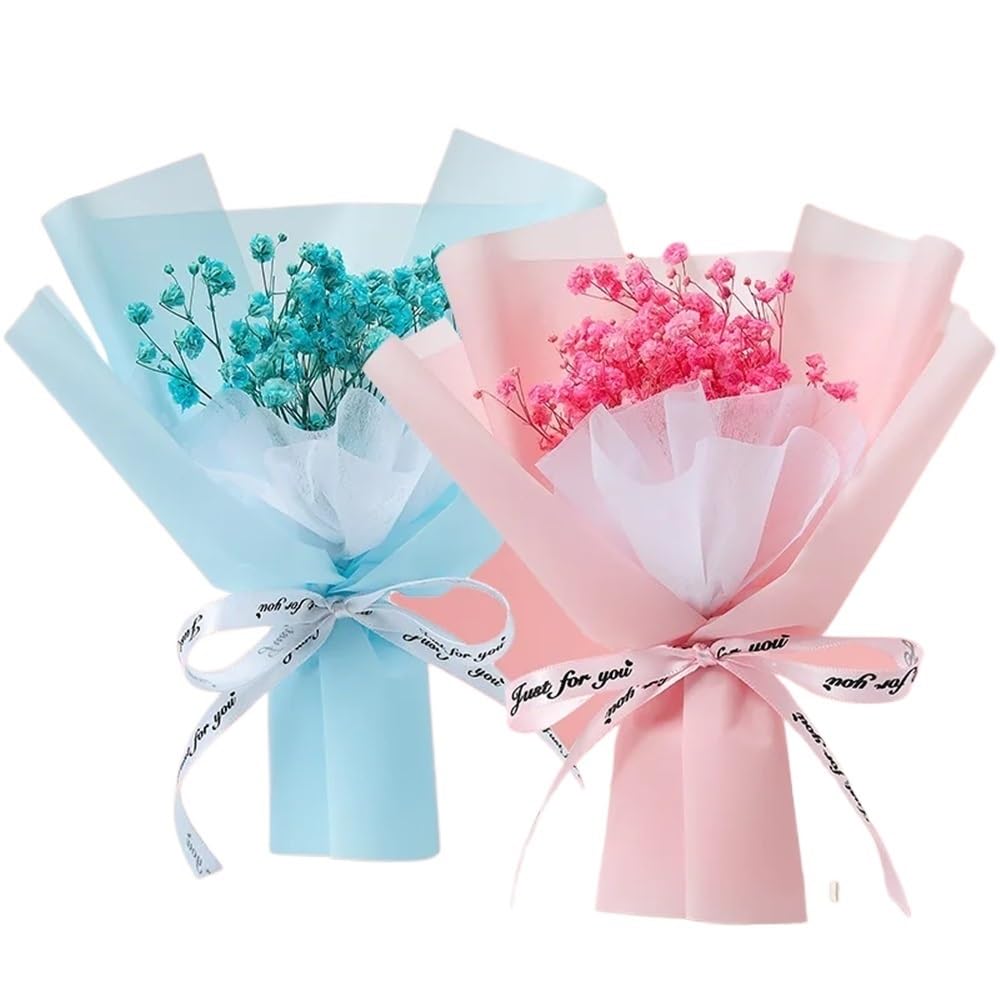 Boîte de 4 Bouquets de Fleurs séchées, Mini Bouquet de Fleurs séchées, Bouquet Miniature rempli d'étoiles Rose Bleu Orange