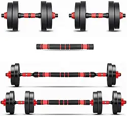 Kit Haltere 6 em 1 Ajustável para Musculação - 15kg Preto - Multifuncional com Barra e Kettlebell