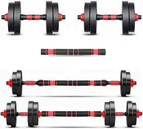 Kit Haltere 6 em 1 Ajustável para Musculação - 15kg Preto - Multifuncional com Barra e Kettlebell