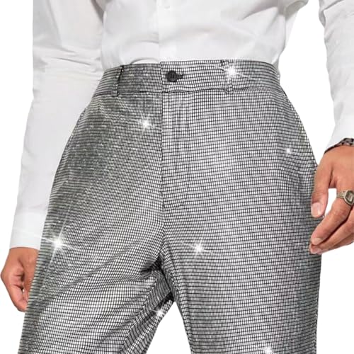Men's Sequin Dress Pants Casual Sparkling Club Performance Bootcut Bottoms3