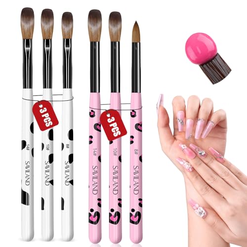 Set de 6 pinceles acrílicos para uñas tamaño 8/10/14 miniatura 1