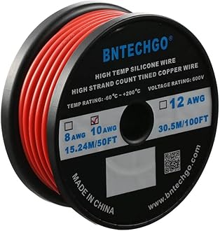 BNTECHGO 14ゲージ シリコーンワイヤー 10フィート (黒5フィートと赤5フィート) 14 AWG シリコーンワイヤー 柔らか しなやか シリコーンワイヤー qqffhab 14awg silicone rubber wire 400 strands of tinned copper wire
