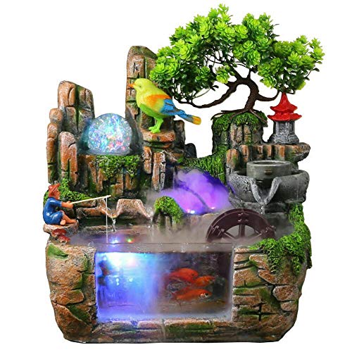 LOYALHEARTDY Tabletop Fountain Waterfall Fountain Desktop Mini Rockery Crafts Gift Atomizing Humidifier Fountain for Home Office Bedroom Desk Decor (Style3)