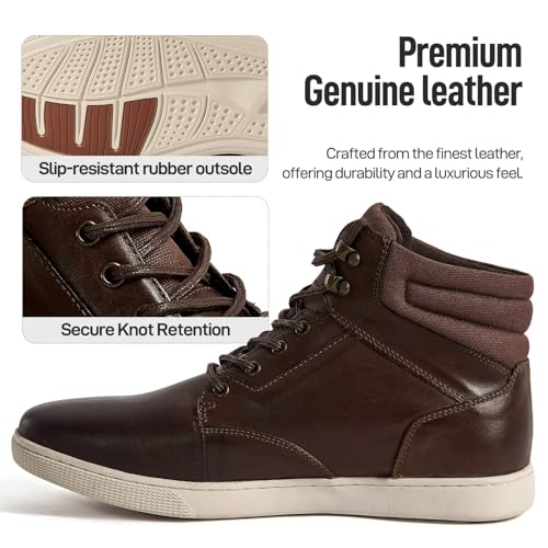 Image of Arkbird Casual Sneaker Boots, High-Top Sneakers Lace-up Leather Chukka Shoes for Men