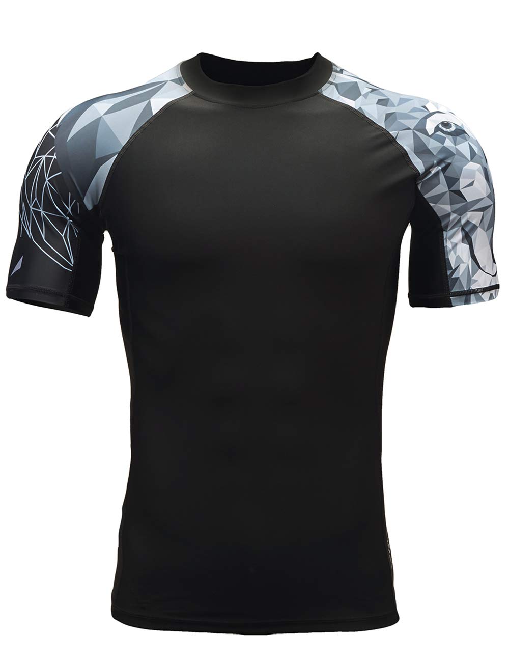 HUGE SPORTSMens Rash Vest- Rash Guard Short Sleeve Quick Drying Wetsuit Swimming Tops for Surfing BJJ Jiu Jitsu