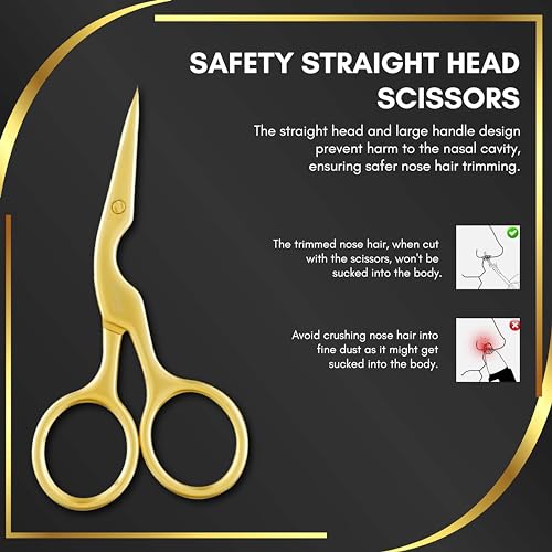 Beauté Secrets Premium Manicure Scissors Multi-purpose Stainless Steel Cuticle Pedicure Beauty Grooming Kit for Nail, Eyebrow, Eyelash, Dry Skin Curved Blade 3.5 inch - Image 3