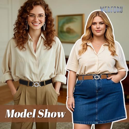 WERFORU Women Skinny Elastic Waist Belt Stretchy Thin Belt for Dress Jeans3