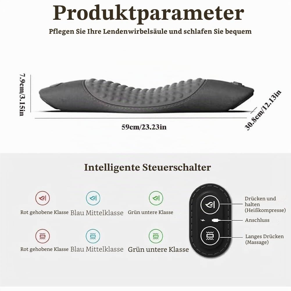 Deepcomfort 3 in 1 Massage Pad, Deep Comfort 3-Zonen Ergoflow Tiefenmassagegerät, Rücken Massagegerät Mit Wärme, Vibration & Lendenstütz, Für Den Entspannenden Heimgebrauch (Usb-a)