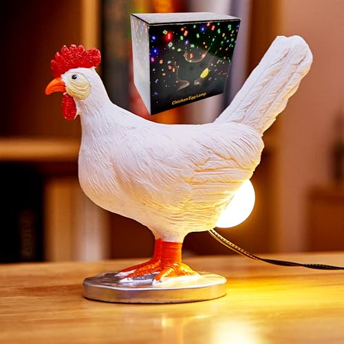 LIUFIDGETTOOY Chicken Lamp 3D Resin Hen Laying Egg with Color Gift Box Lifelike LED Egg Funny Easter Christmas Birthday Gift