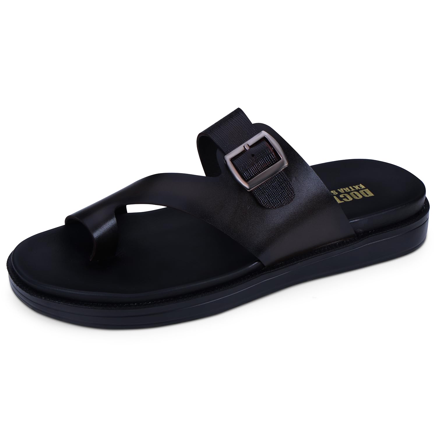 doctor extra soft Men's Classic Casual Original Leather Thong Black/Brown Sandals/Chappals with Memory Foam Cushion| Stylish & Non-Slip|Comfortable | Lightweight |Flip flops Slippers Gents & Boys F-1-picture-14